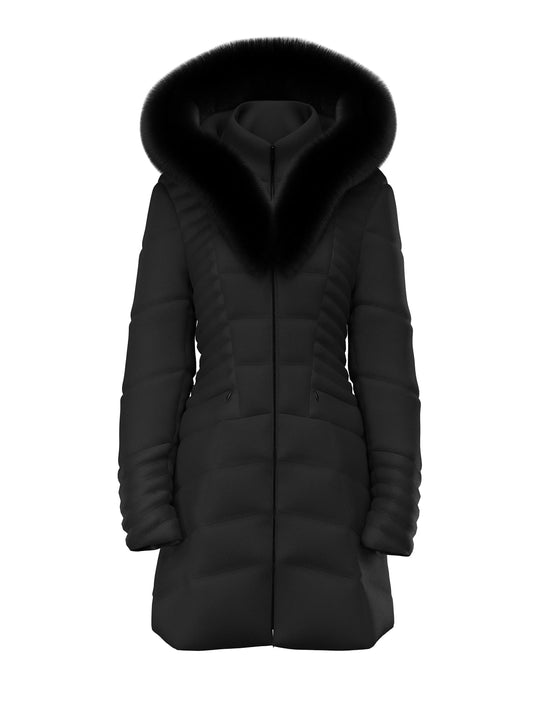 Piumino donna Guess Oxana cappuccio similpelle