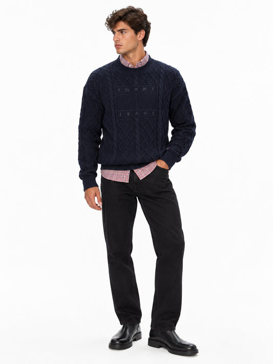 Maglione uomo Tommy Jeans trecce relaxed fit cotone