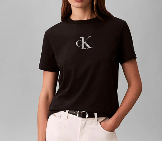 T-shirt donna CKJ Classic Foil cotone PE 2026 black