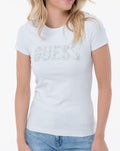 T-shirt Guess donna logo pizzo cotone