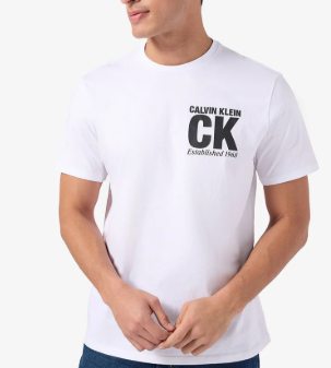 T-shirt basic uomo Calvin Klein con logo in cotone PE 2026 brillant white