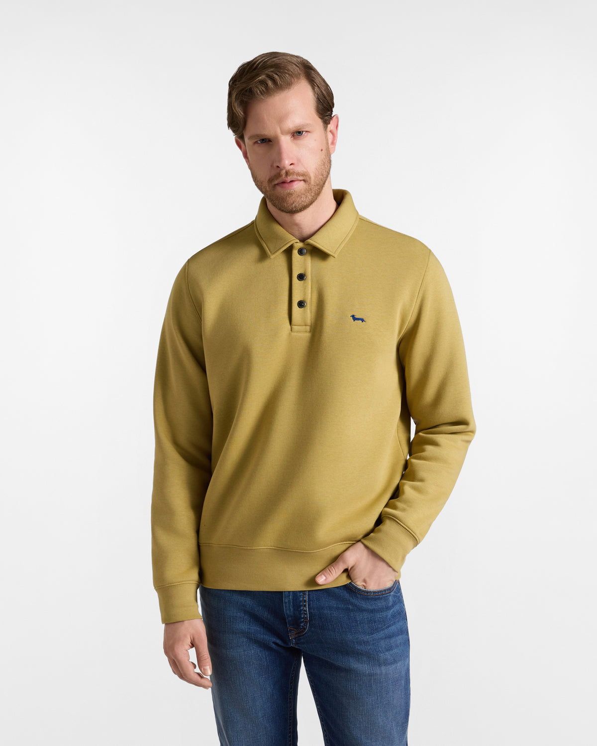 Felpa Harmont & Blaine uomo colletto polo garzata