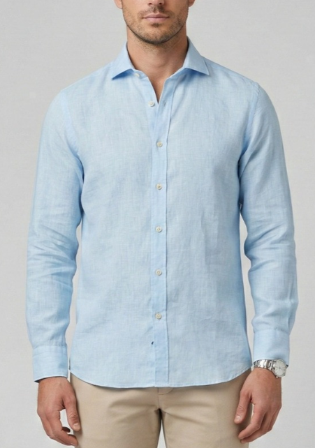 Camicia uomo MARKUP lino manica lunga collo francese