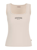 Top Guess Jeans donna slim costina ricamo logo