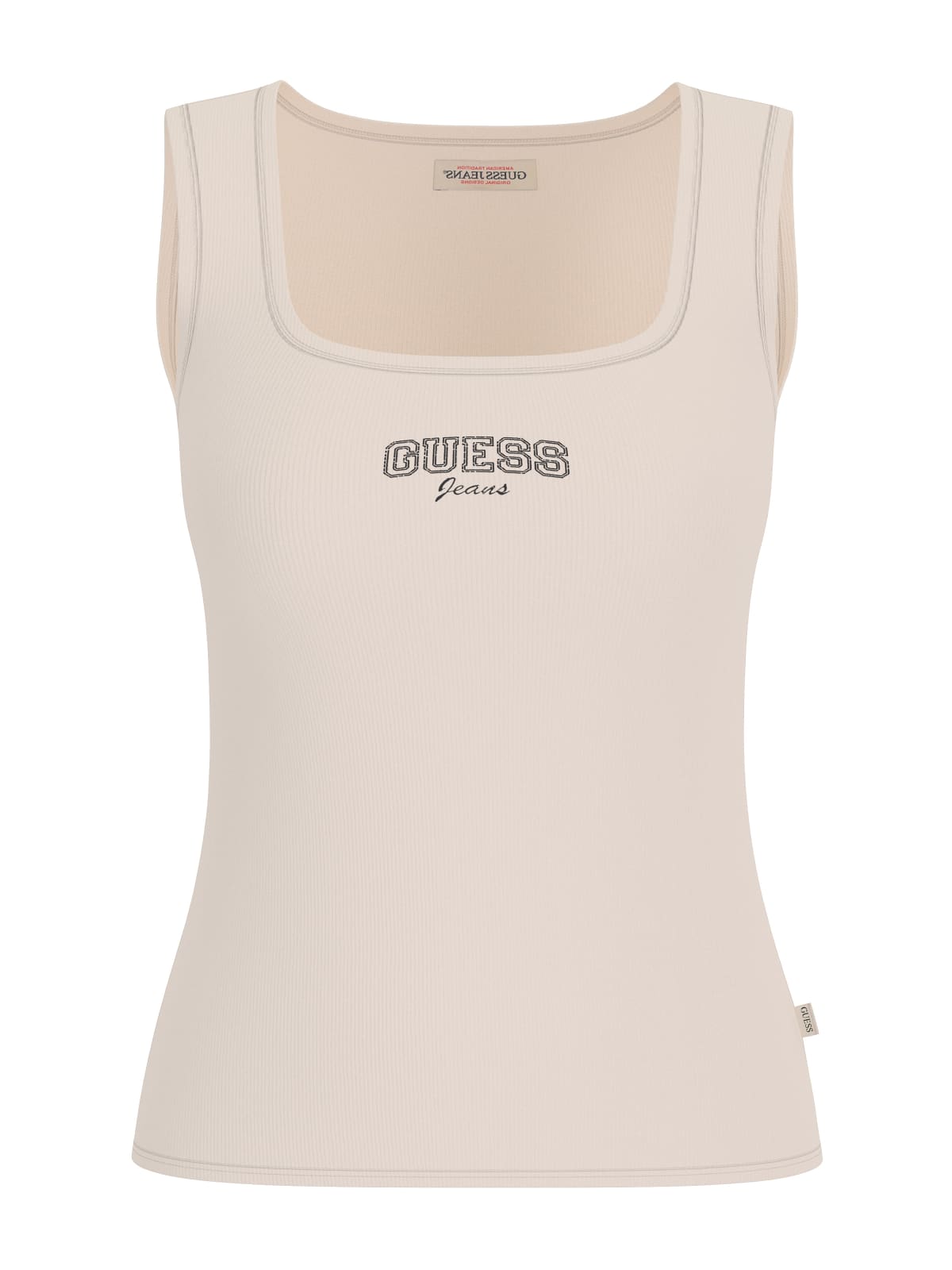 Top Guess Jeans donna slim costina ricamo logo