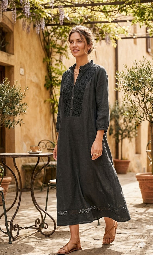 Abito corto donna MARKUP lino con inserti
