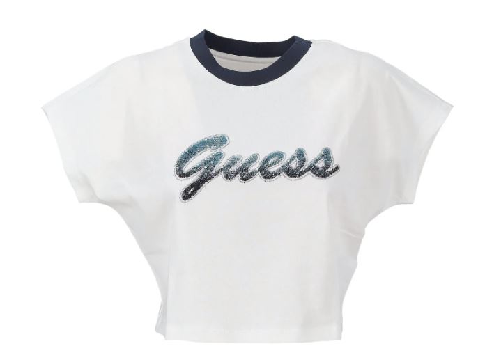 T-shirt Guess donna Script cropped cotone