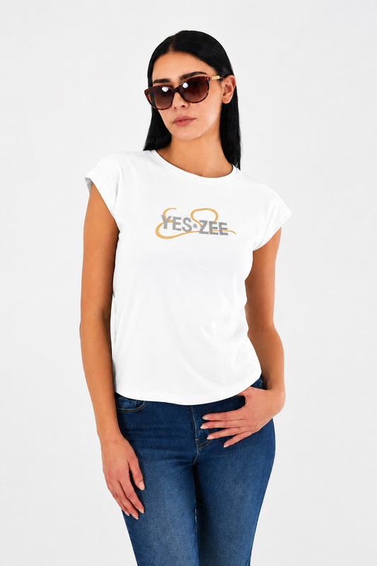T-shirt basic YES-ZEE Donna manica corta in cotone PE 2026