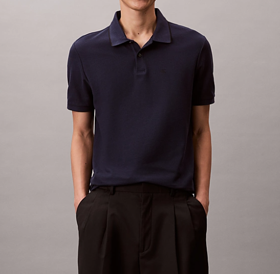 Polo manica corta Calvin Klein uomo in cotone piquet PE 2026 dark sapphire