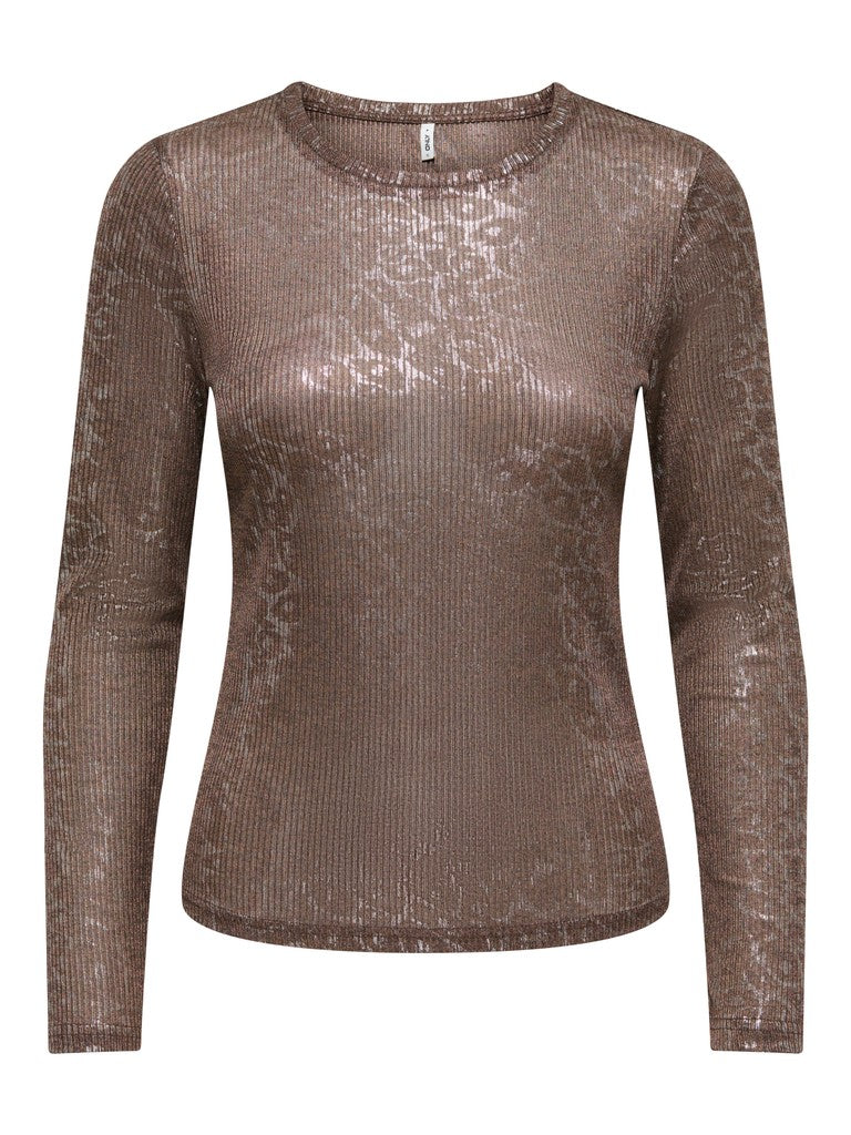 Blusa donna ONLY con collo chiuso fantasia animalier