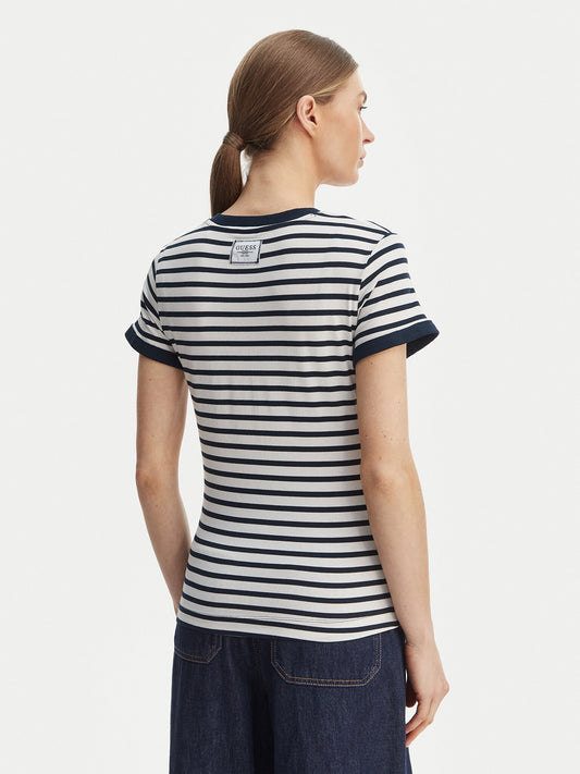 T-shirt Guess donna righe mini 4G logo