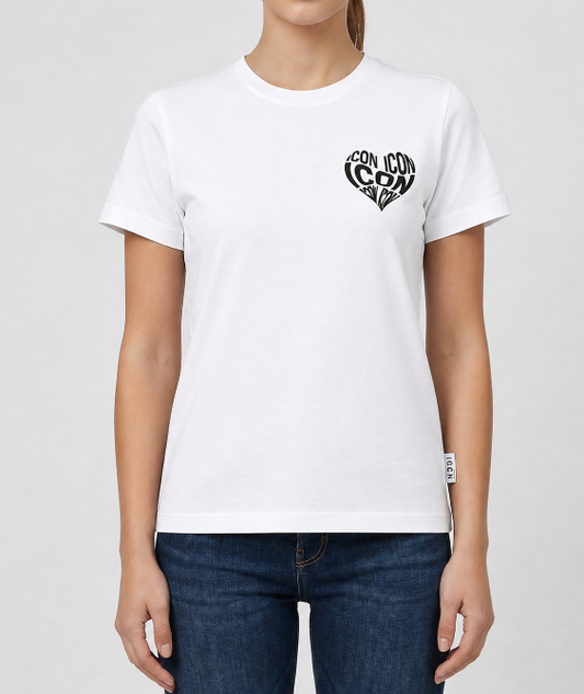 T-shirt donna ICON cotone stampa cuore manica corta