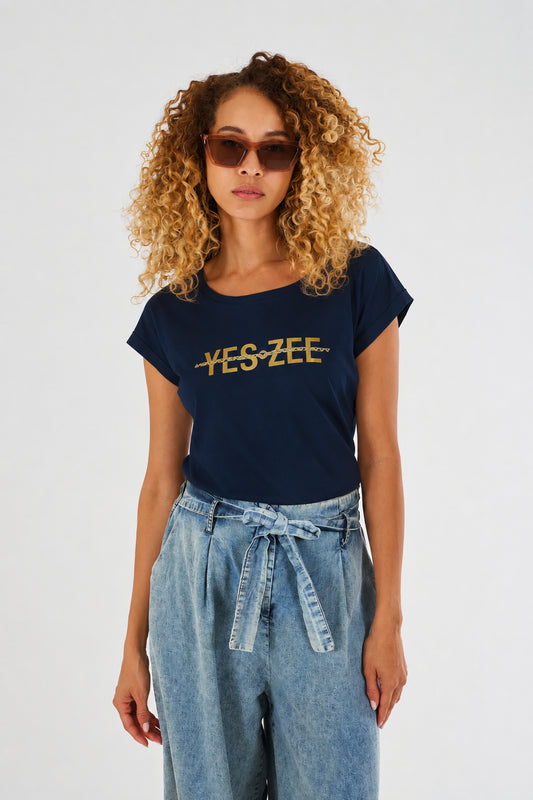 T-shirt YES-ZEE Donna manica corta cotone