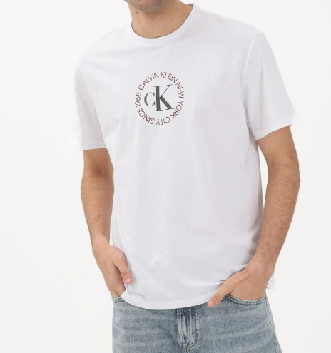 T-shirt manica corta Calvin Klein Jeans uomo cotone con stampa brillant white