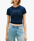 T-shirt Tommy Jeans Donna Slim Linear Cotone Dark Navy PE 2026