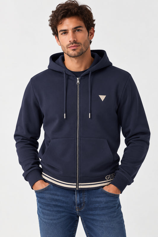 Felpa Guess uomo full zip cotone