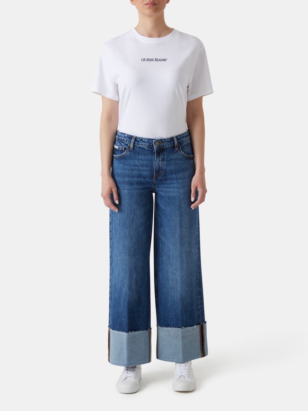 Jeans Guess Jeans donna wide leg risvolto denim