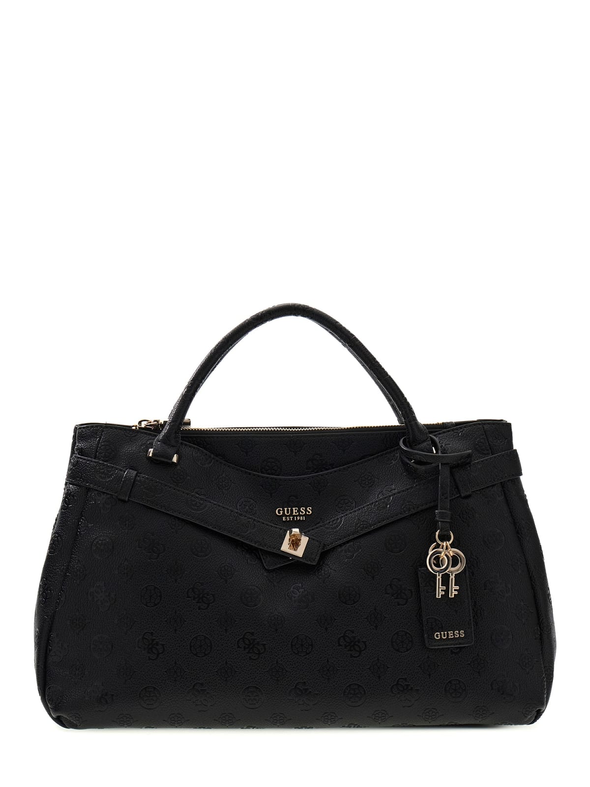 Borsa Guess donna Ella satchel grande logo all-over