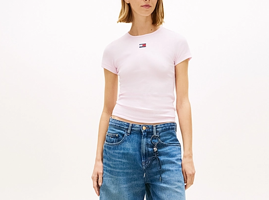 T-shirt Donna Tommy Jeans Slim Badge Jersey manica corta