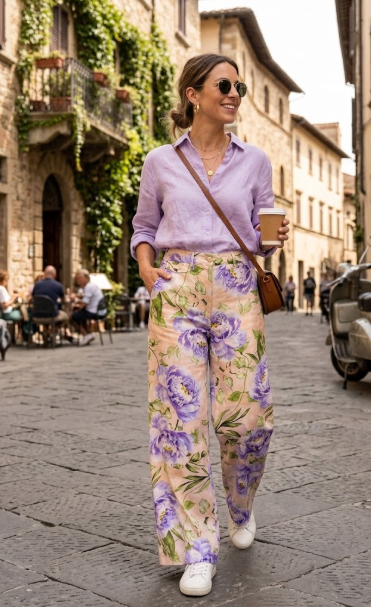 Pantapalazzo donna MARKUP fiorato crepe wide leg