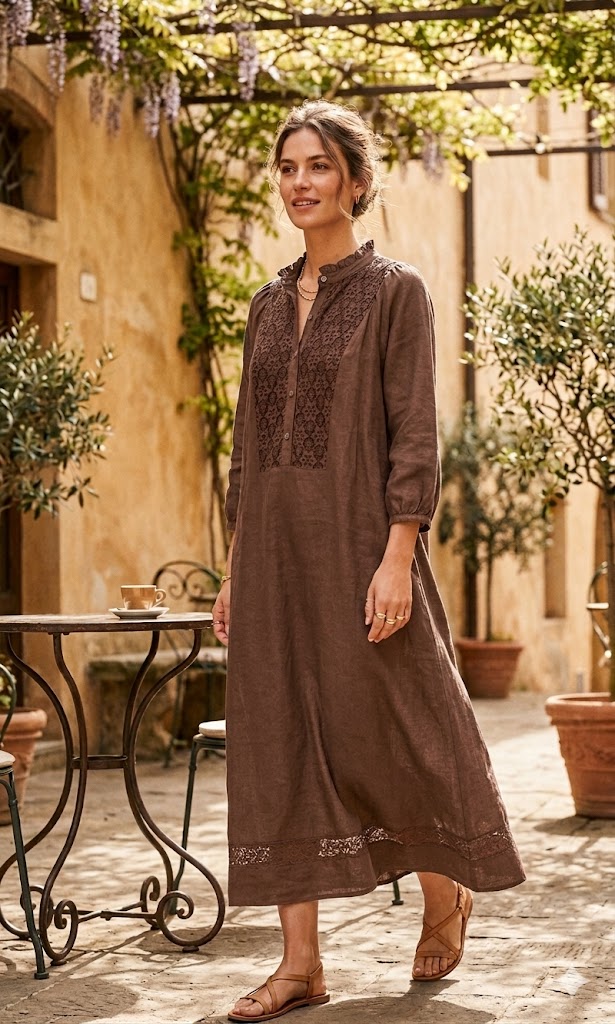 Abito corto donna MARKUP lino con inserti