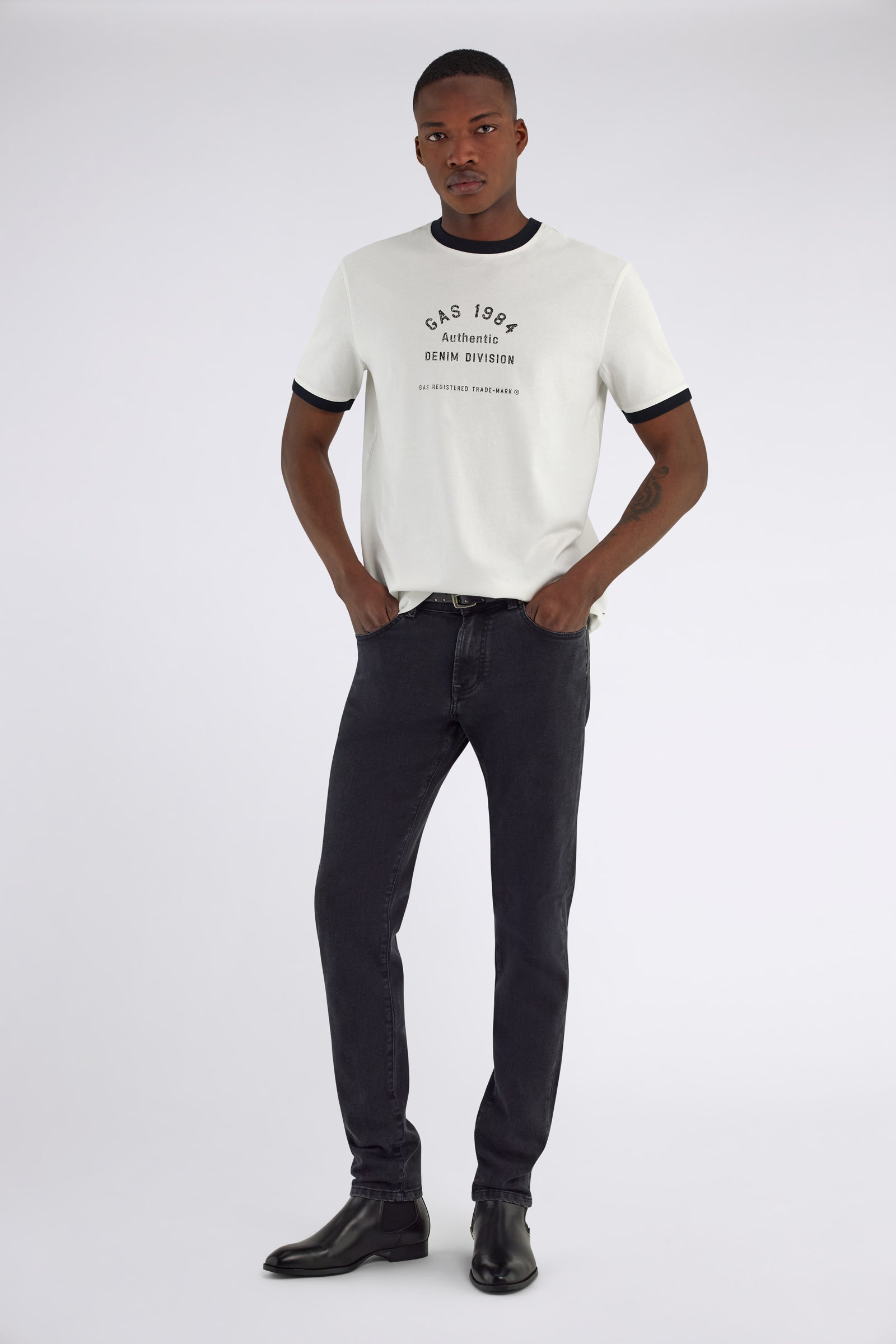 Jeans uomo GAS SAX ZIP REV skinny denim stretch