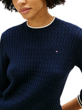 Maglia Fine Tommy Hilfiger Donna Cable Cotone Girocollo