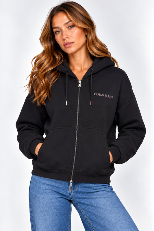 Felpa full zip cappuccio oversize donna Guess