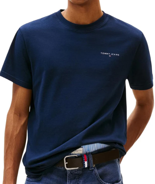 T-shirt Tommy Jeans uomo slim linear chest cotone PE 2026