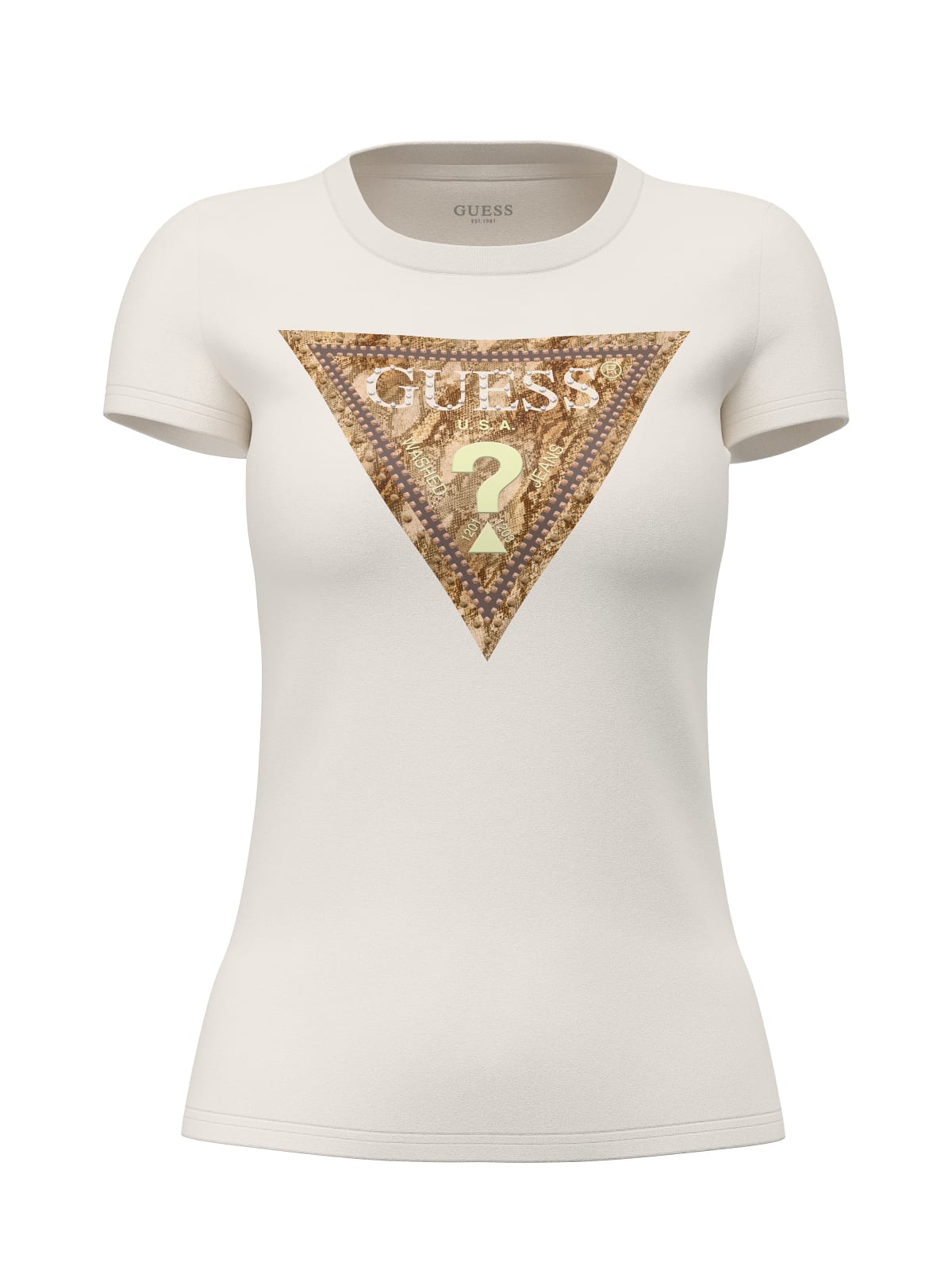 T-shirt donna Guess triangolo serpente manica corta