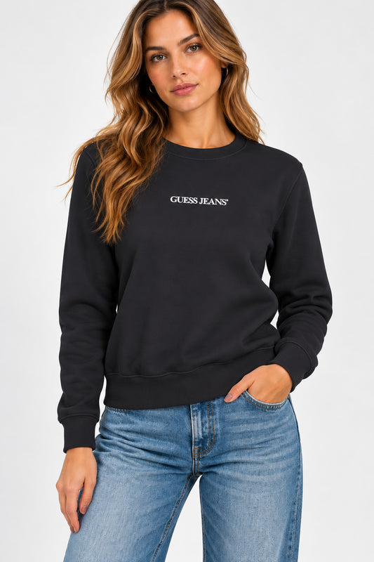 Felpa logo ricamato Guess Jeans donna cotone