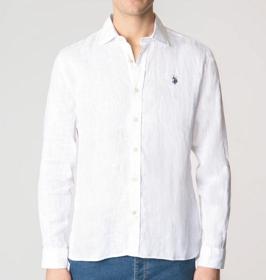 Camicia U.S. Polo Assn. uomo lino slim fit collo francese