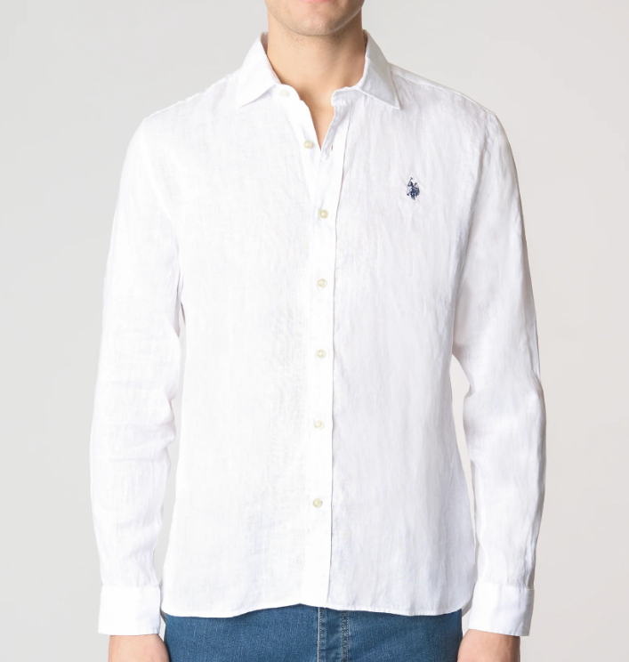 Camicia U.S. Polo Assn. uomo lino slim fit collo francese