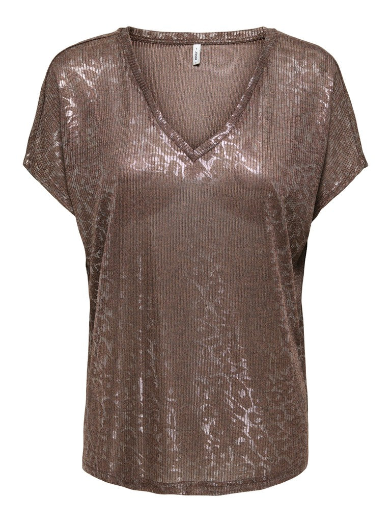 Blusa donna ONLY collo chiuso fantasia animalier