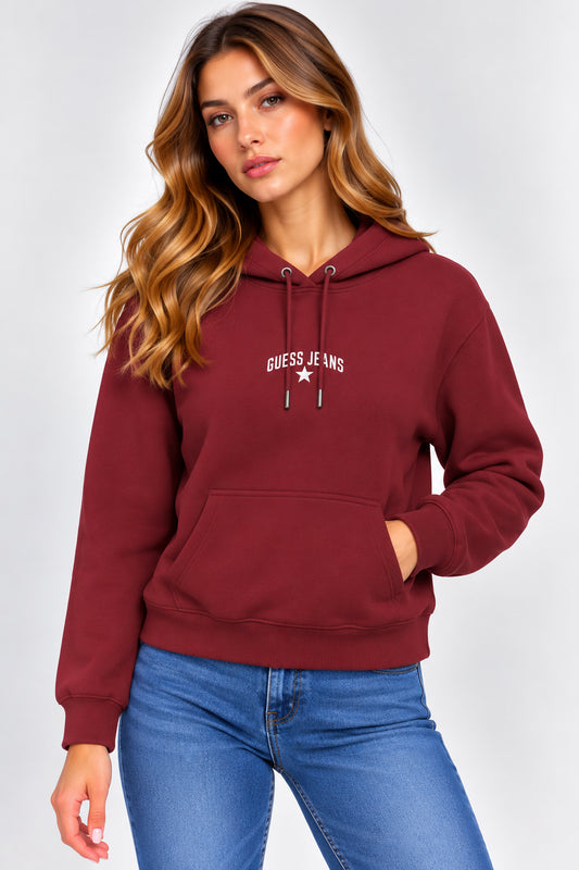 Felpa cappuccio Guess Jeans donna ricamo stella