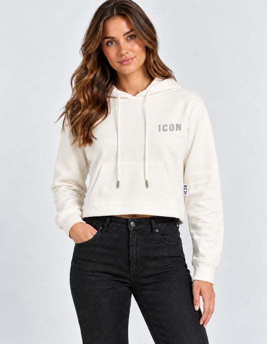 Felpa cappuccio donna Icon logo glitter cotone