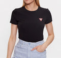 T-shirt donna Guess Mini Triangle cotone nero
