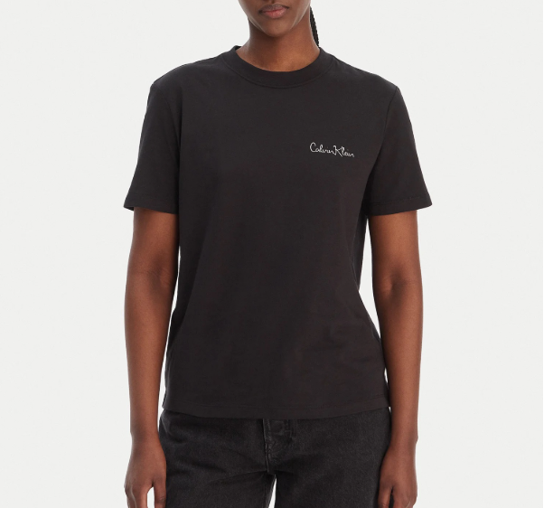 T-shirt donna CKJ Classic Graphic cotone PE 26 black