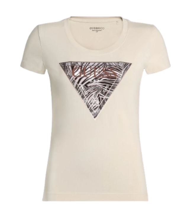 T-shirt Guess donna Zebra Triangle cotone
