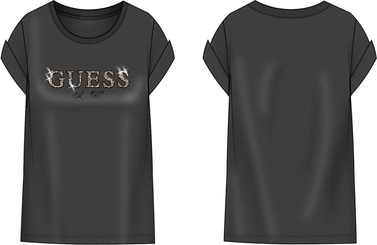 T-shirt Guess donna logo lurex leopardata