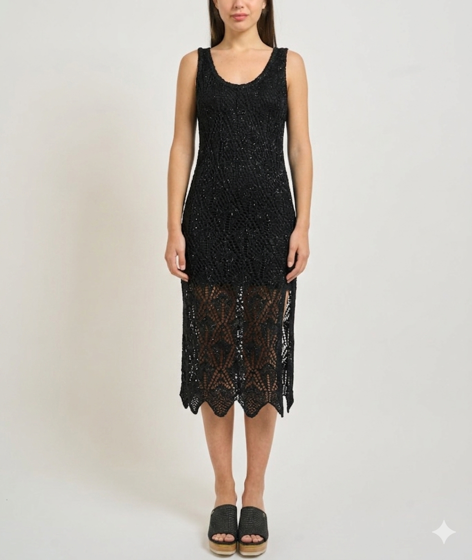 Abito donna MARKUP lungo traforato maglia crochet