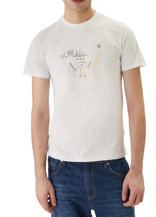 T-shirt Guess uomo logo Triangle HD cotone