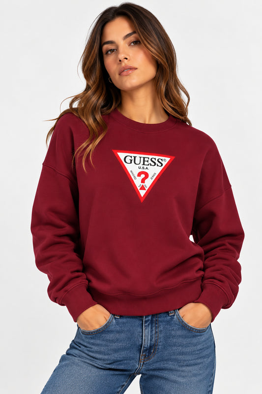Felpa Guess Jeans donna girocollo oversize triangle