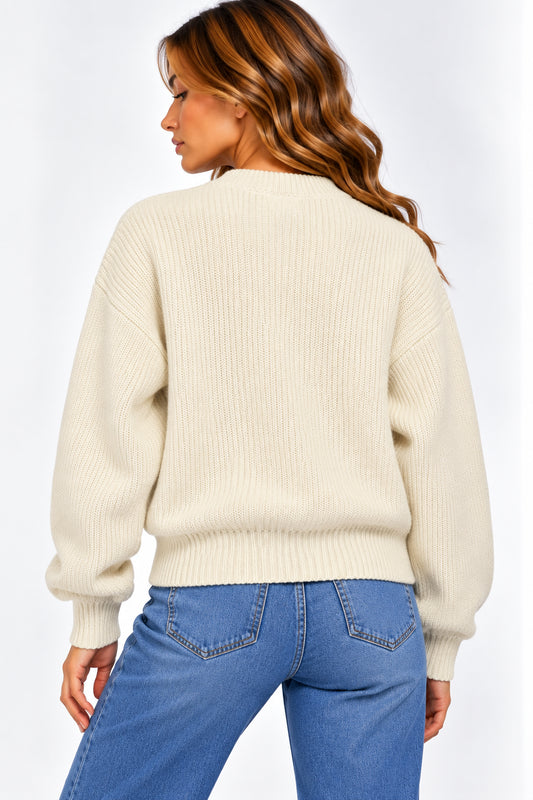Maglione girocollo Guess Jeans donna jacquard cotone