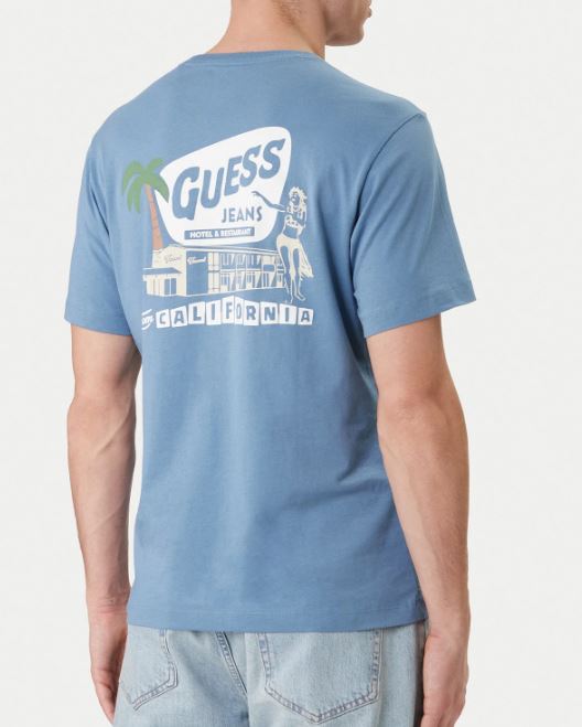 T-shirt Guess Jeans uomo regular cotone stampa West Coast