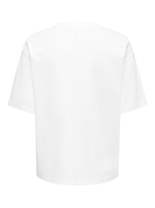 T-shirt donna ONLY cotone organico dettaglio perle