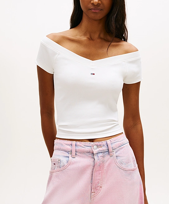 T-shirt Donna Tommy Jeans Slim Off Shoulder PE 2026