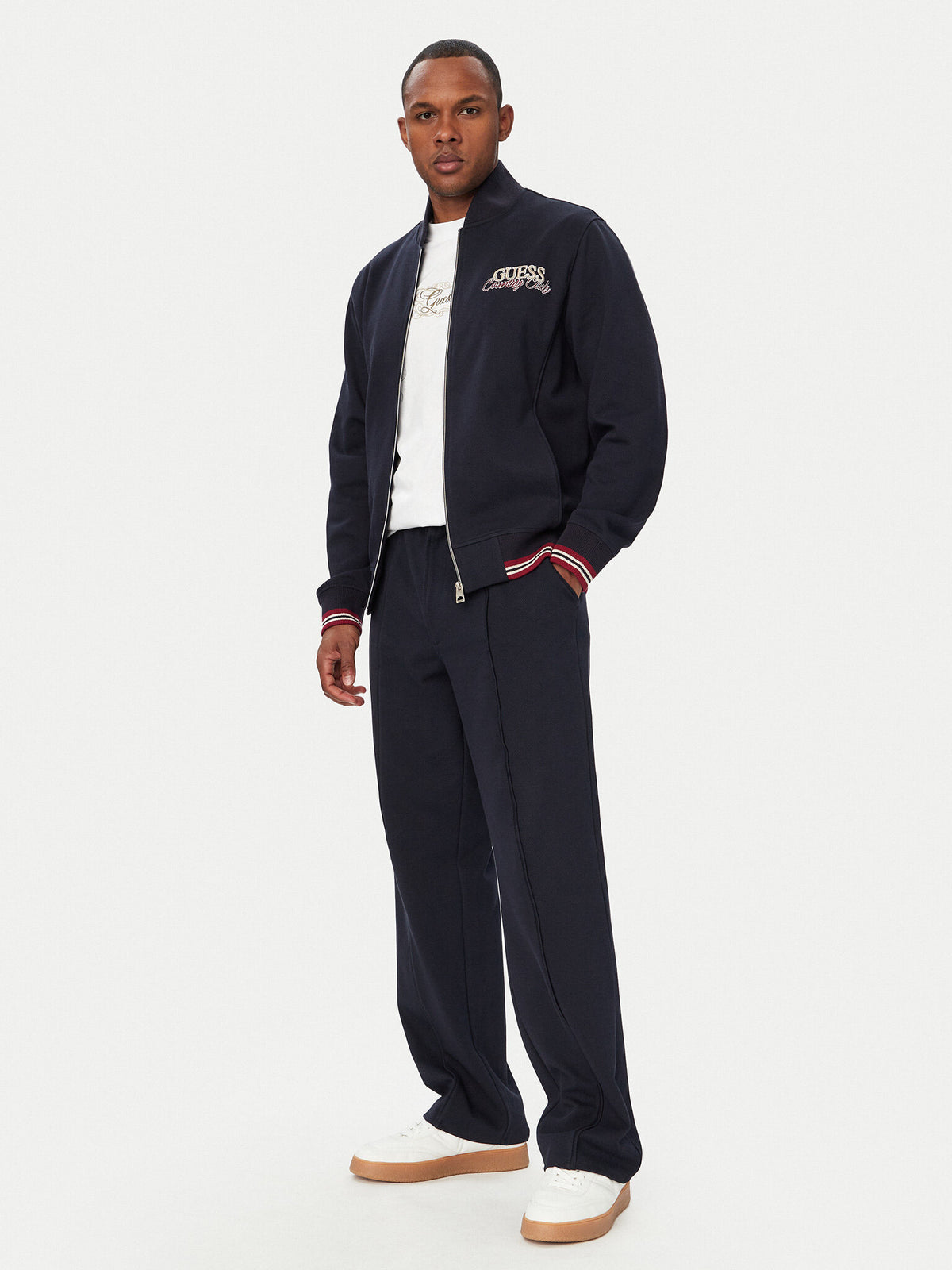 Felpa Guess uomo zip integrale manica lunga dettagli