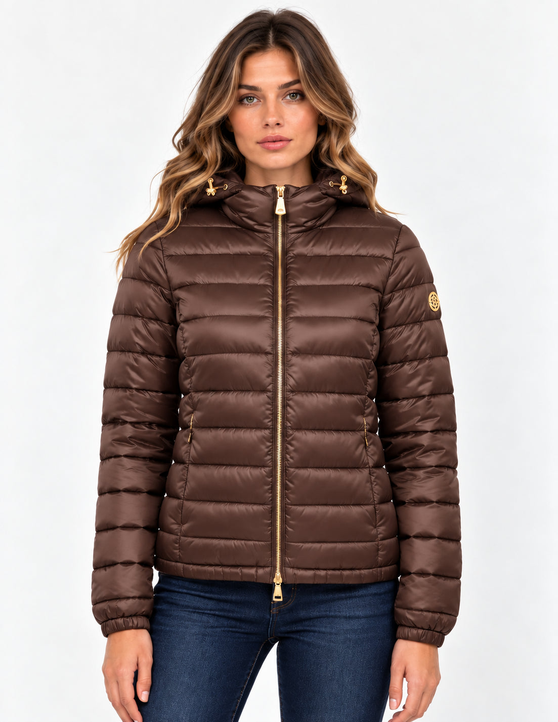 Piumino corto donna MARKUP satin cappuccio