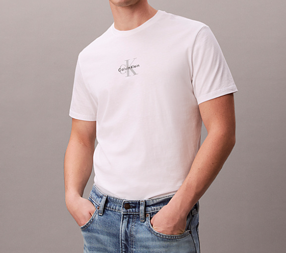 T-shirt uomo Calvin Klein Jeans micro logo cotone girocollo bright white